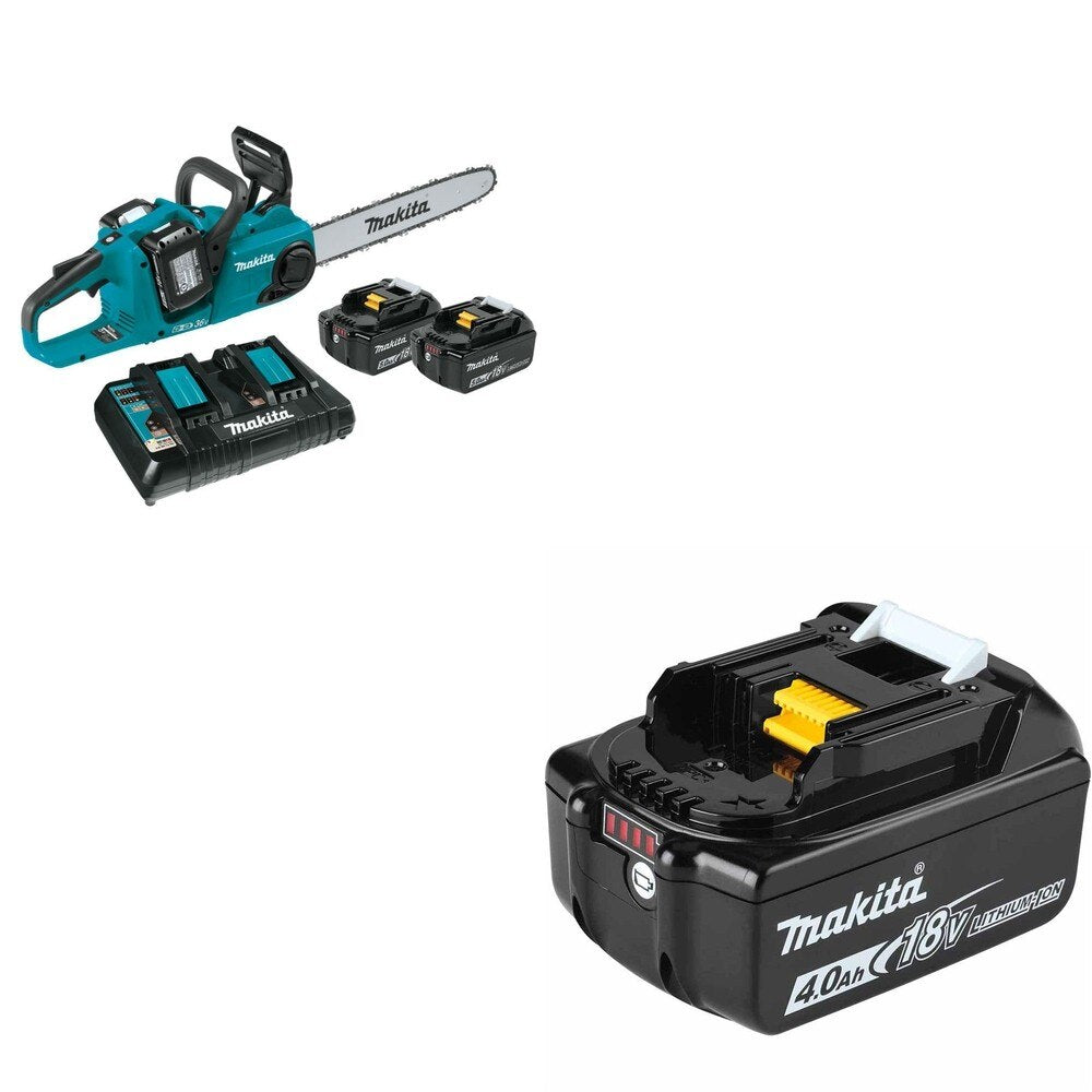 Makita XCU04PT1 18V X2 (36V) LXT 16" Chain Saw Kit with 4 Batteries W/ ADBL1840B 4.0Ah Battery