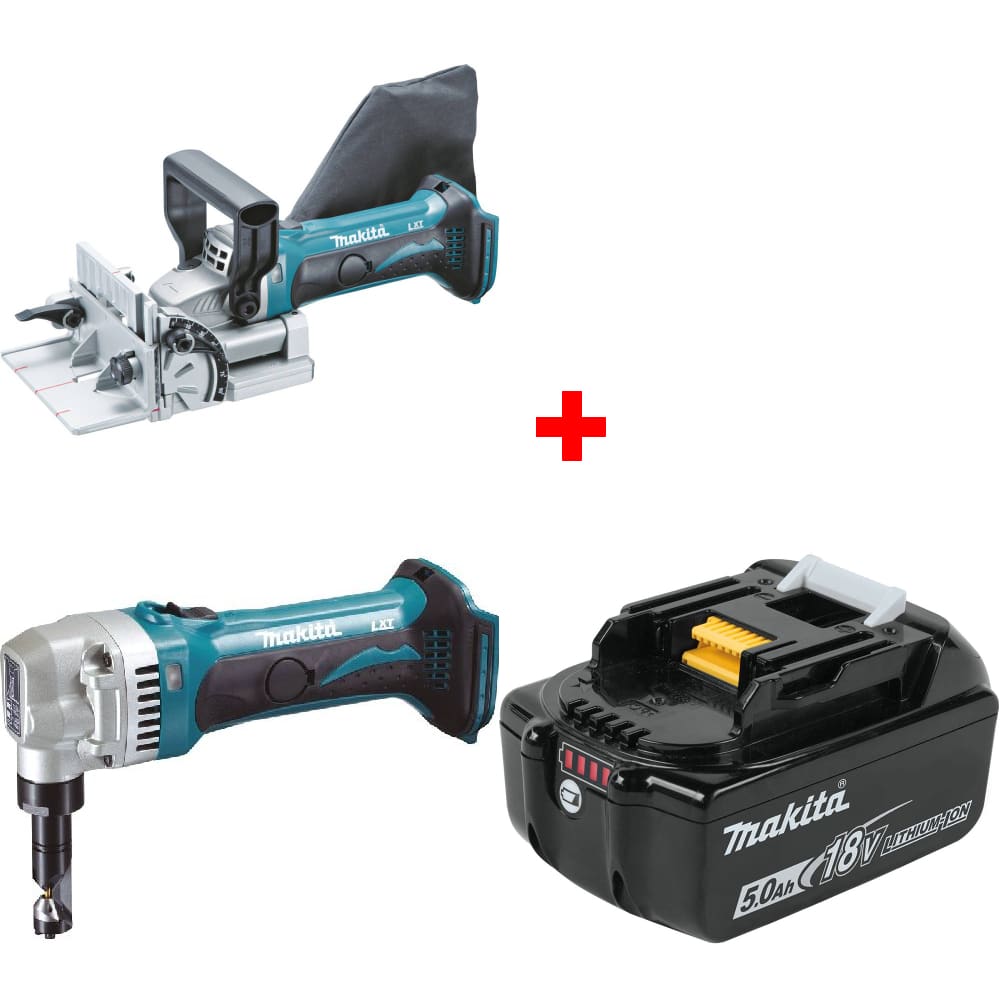 Makita XJP03Z 18V LXT Plate Joiner, Bare w/ XNJ01Z 16Ga Nibbler & FREE Battery