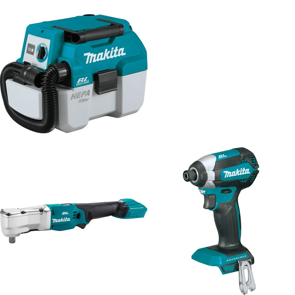 Makita XLT05Z Angle Impact Wrench W/ XCV11Z Wet/Dry Vacuum and FREE XDT13Z Impact Driver