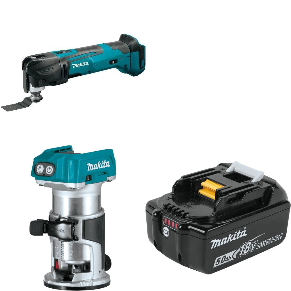 Makita XMT03Z Multi-Tool Kit W/ XTR01Z Router and FREE BL1850B Battery