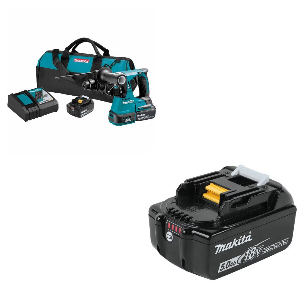 Makita XRH01T 1" Rotary Hammer Kit W/ FREE BL1850B 18V 5.0Ah Battery