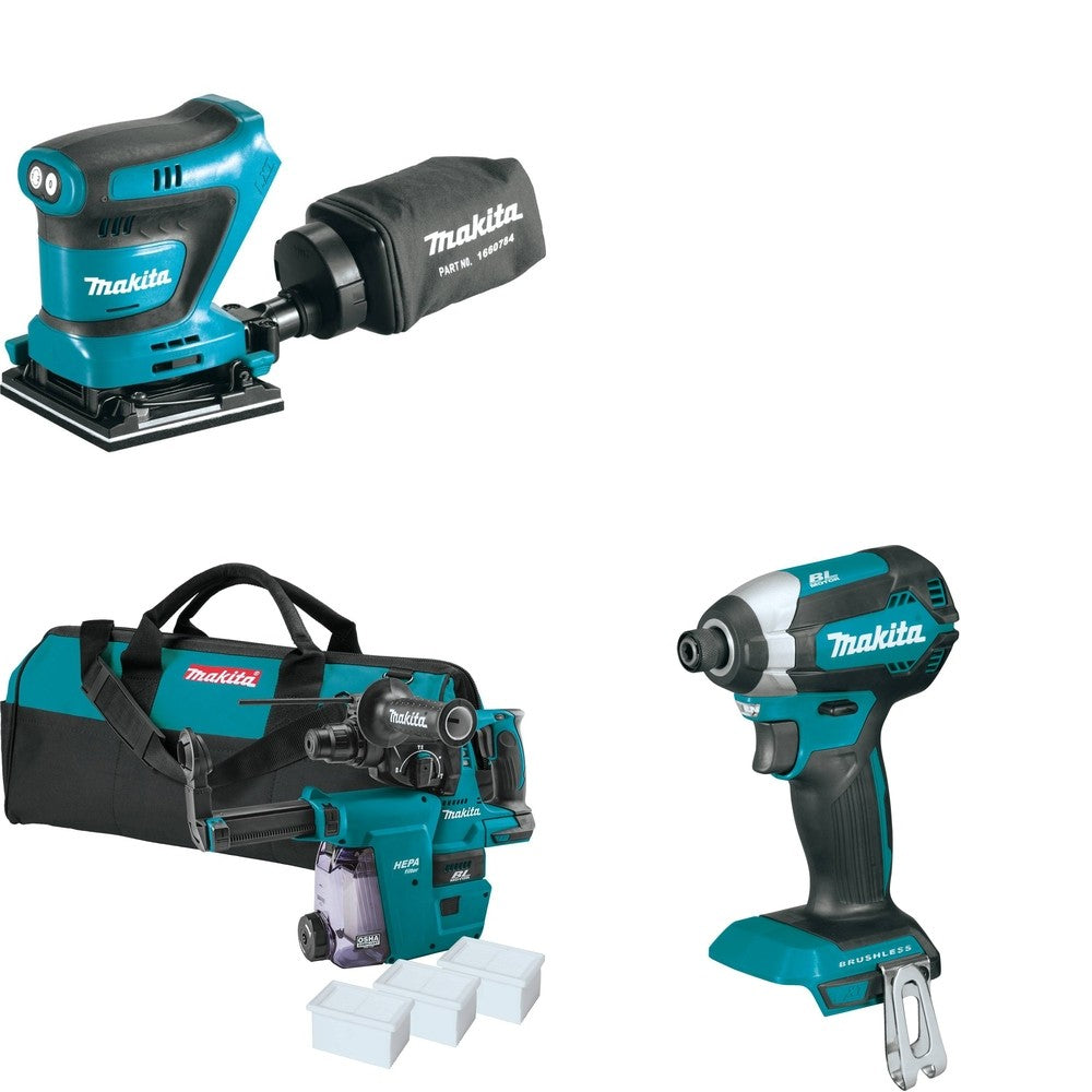 Makita XRH01ZWX Rotary Hammer W/ XOB02Z Finishing Sander and FREE XDT13Z Impact Driver