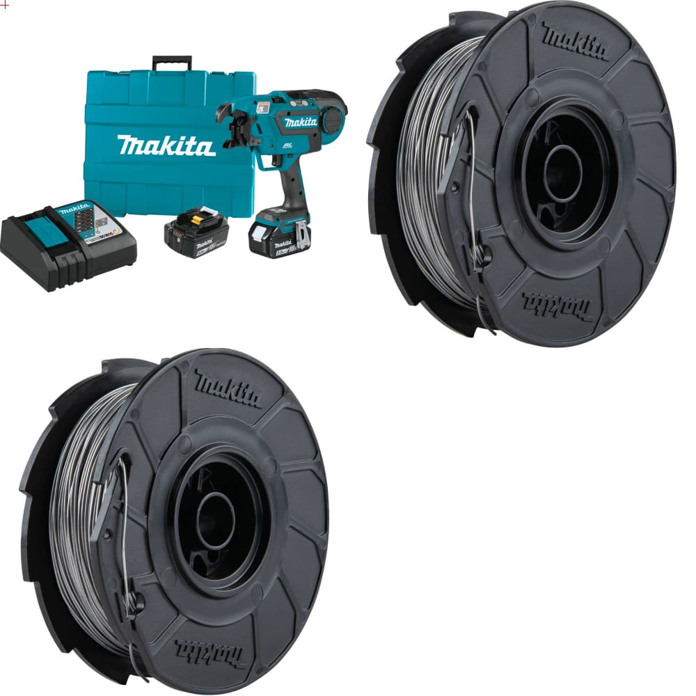 Makita XRT01TK 18V LXT Rebar Tying Tool Kit w/ FREE 191L22-4 Steel Tie Wire, 2Pk