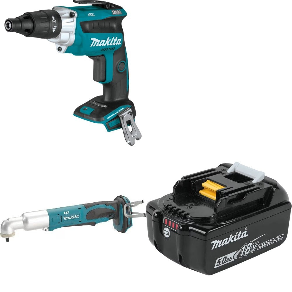 Makita Screwdriver Kit W/ Angle Impact Wrench and FREE 5.0Ah Battery