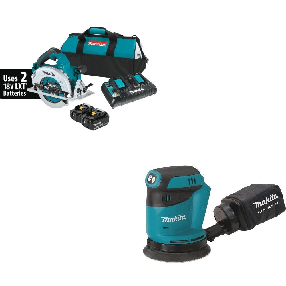 Makita XSH06PT Circular Saw Kit W/ FREE XOB01Z 5" Random Orbit Sander