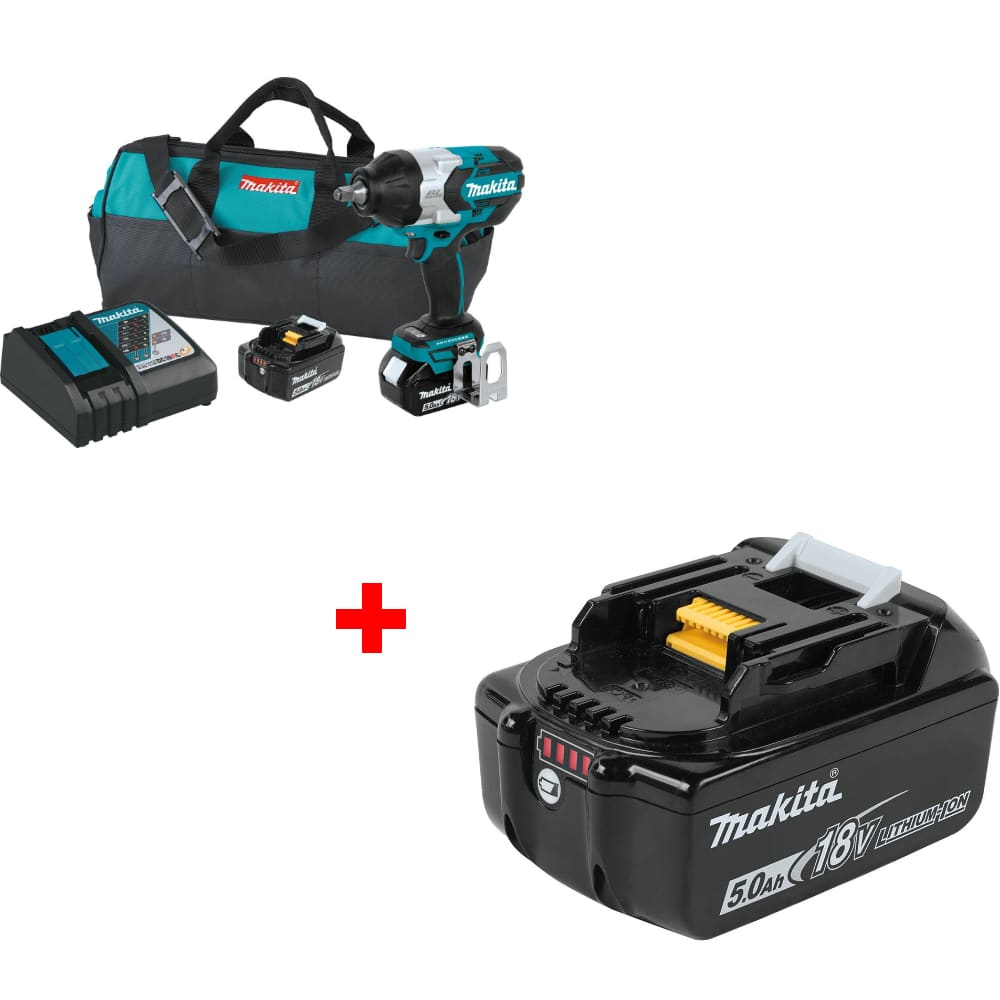 Makita XWT08T 18V LXTT 1/2" Impact Wrench Kit w/ FREE BL1850B 18V 5.0Ah Battery