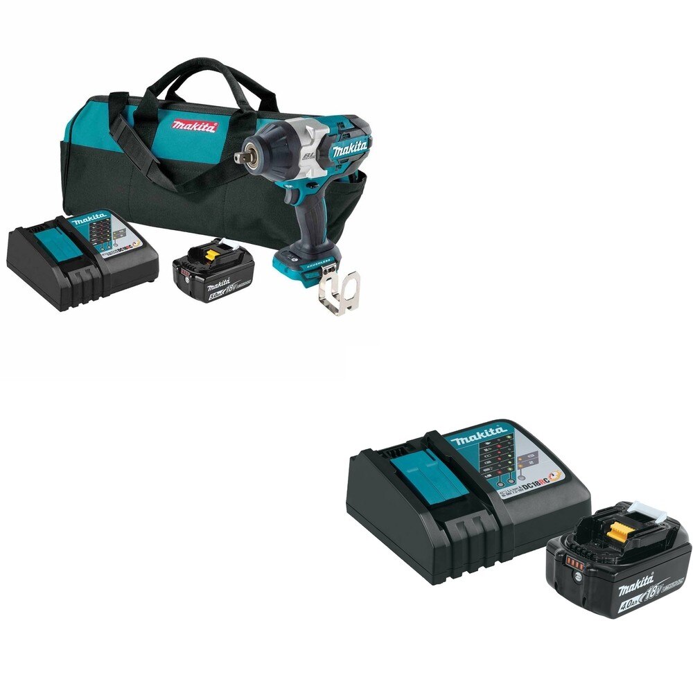 Makita XWT19T 3-Speed 1/2" W/ BL1840BDC1 18V LXT Lithium-Ion Battery and Charger Starter Pack