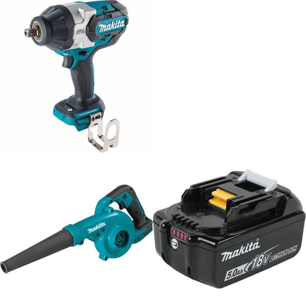 Makita XWT19Z Impact Wrench Kit W/ XBU05Z Blower and FREE BL1850B Battery