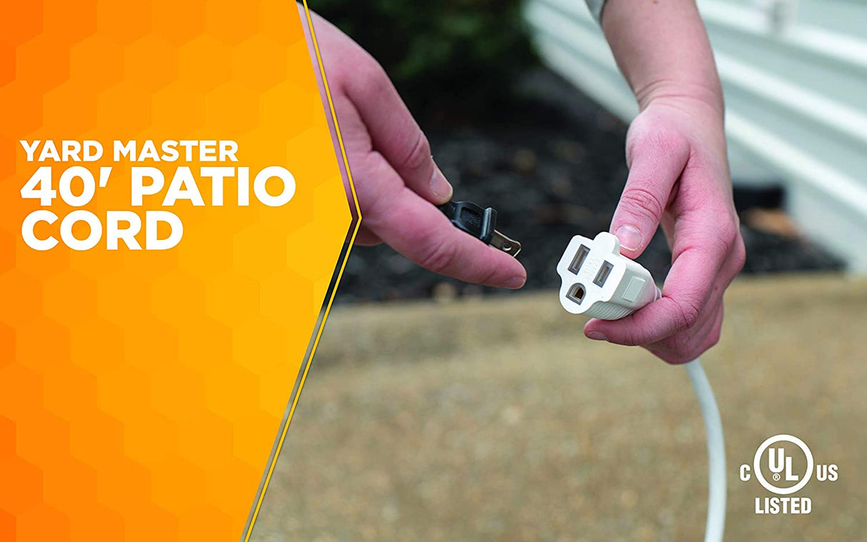 Yard Master 992382 White Patio 40-Foot, 3-Pronged, 16 Gauge Extension Cord, 13 AMPS, 125 Volts, - 4