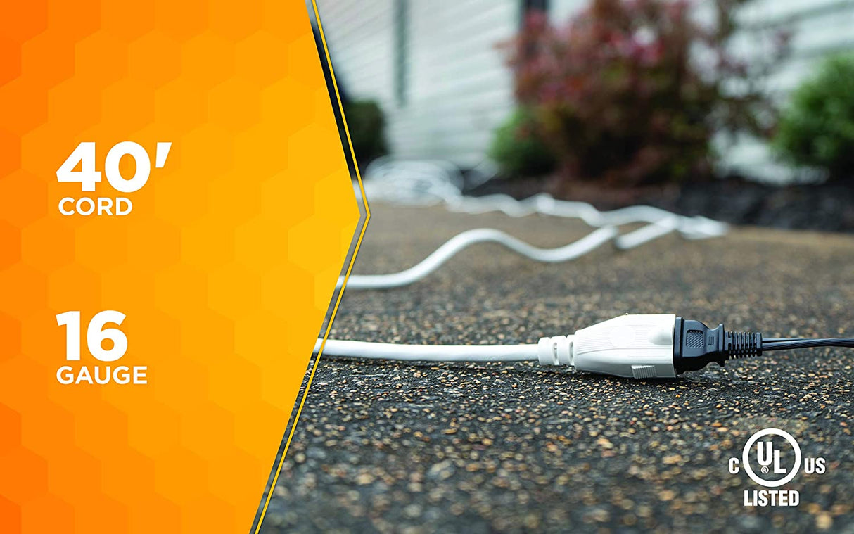 Yard Master 992382 White Patio 40-Foot, 3-Pronged, 16 Gauge Extension Cord, 13 AMPS, 125 Volts, - 5
