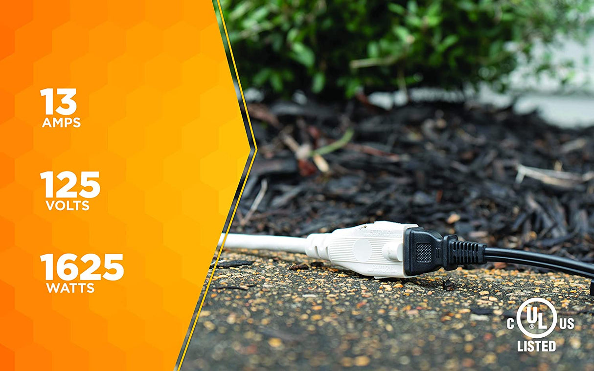 Yard Master 992382 White Patio 40-Foot, 3-Pronged, 16 Gauge Extension Cord, 13 AMPS, 125 Volts, - 8