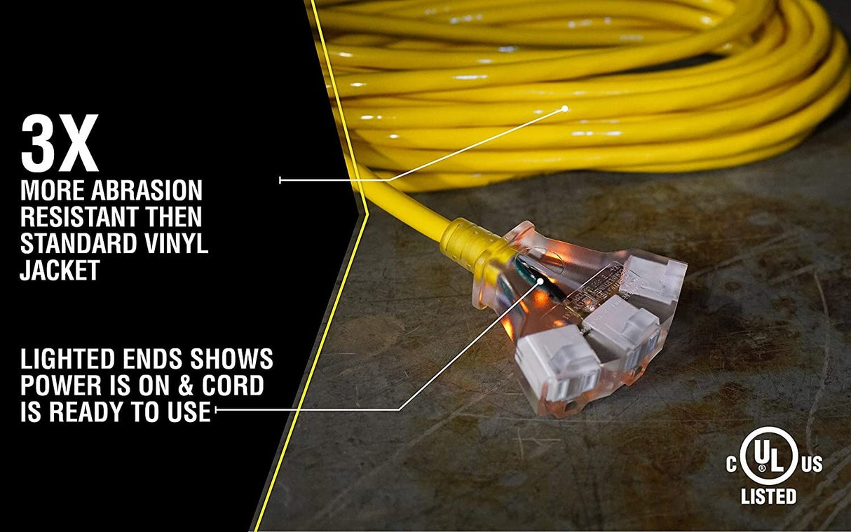 Yellow Jacket 2827 12/3 15-Amp SJTW Contractor Extension, Heavy Duty, Multi Outlets, Weather Re - 7