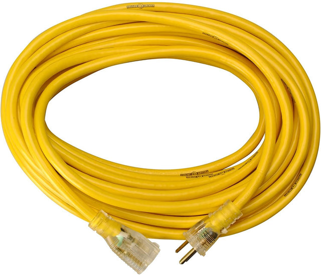 Yellow Jacket 2883 12/3 Heavy-Duty 15-Amp SJTW Contractor Extension Cord with Lighted Ends, 25-Feet