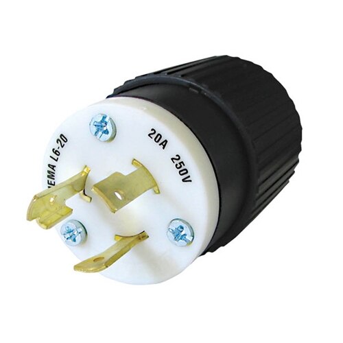 Bryant 70620NP 20-Amp L6-20P Straight Blade Plug, 250 Volt (12-00231B)