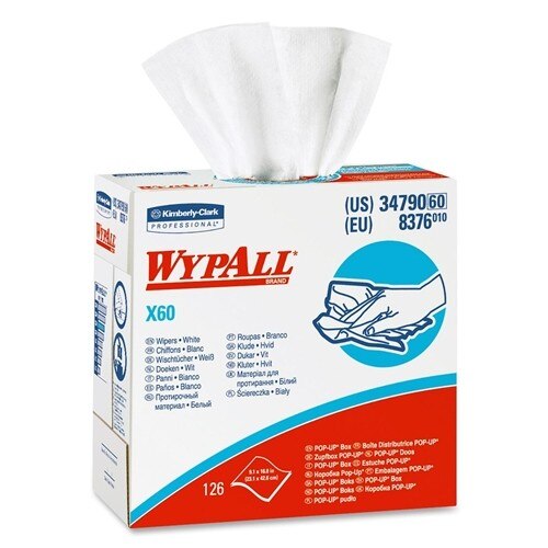 Kimberly Clark 34790 White Wypall X60 Shop Towels 126 Sheet Box
