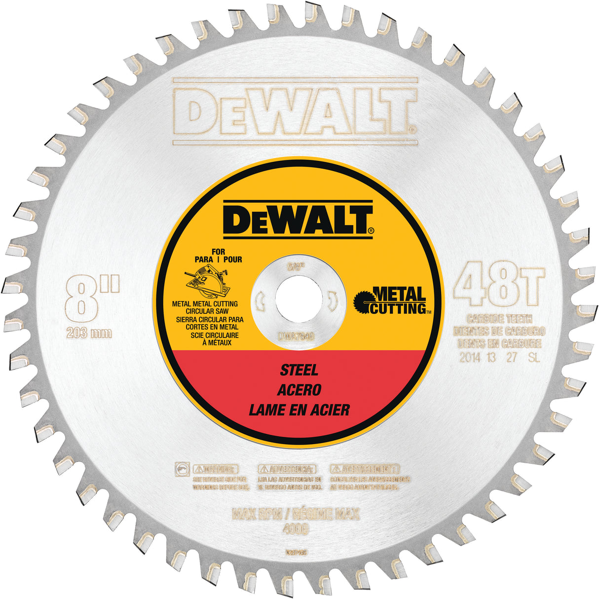 DeWalt DWA7840 8" 40T Ferrous Metal Cutting 5/8" Arbor