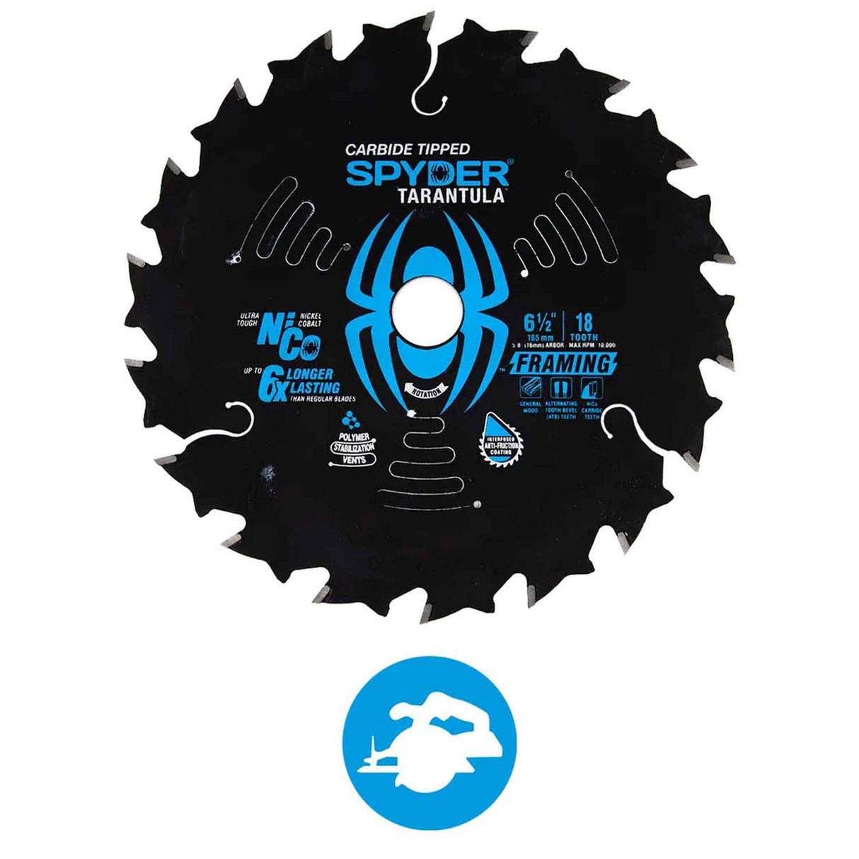 Spyder 13030 6-1/2-Inch 18-Tooth Saw Blade