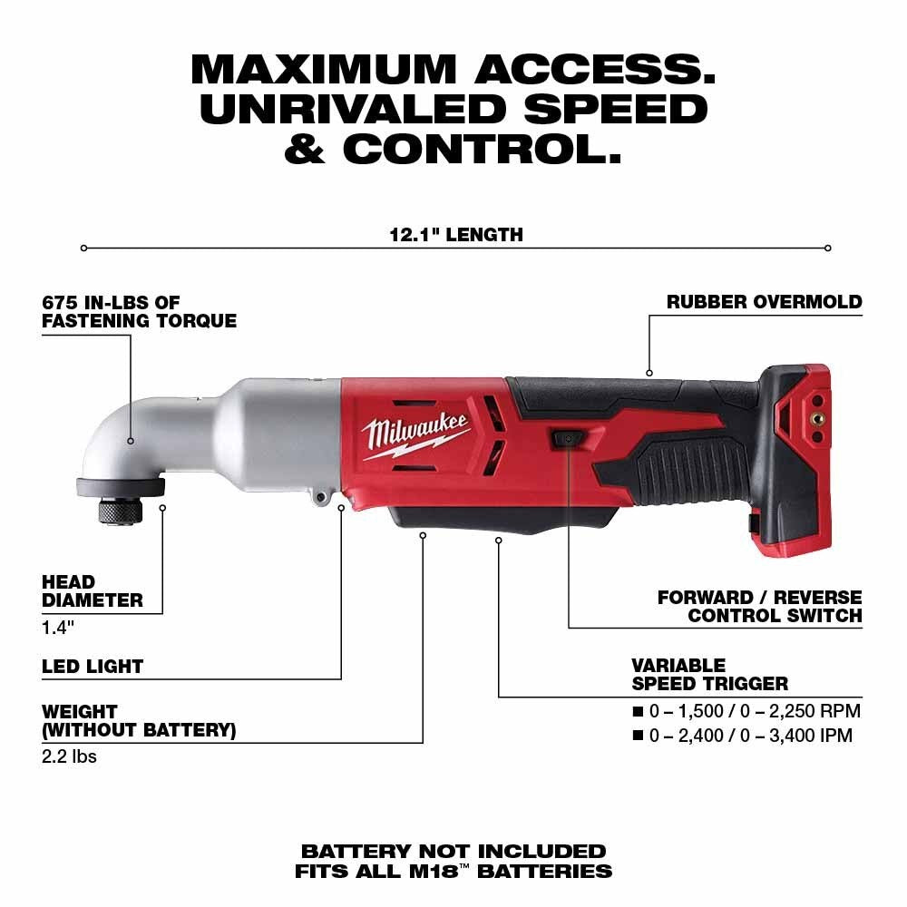 Milwaukee 2667-20 M18 2-Speed 1/4" Right Angle Impact Driver - Bare - 2