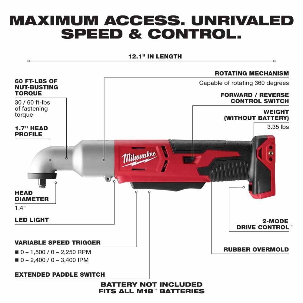 Milwaukee 2668-20 M18 2-Speed 3/8" Right Angle Impact Wrench - Bare - 2