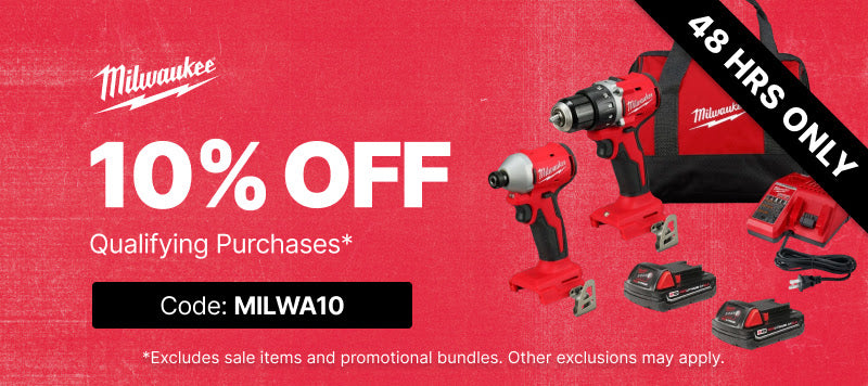 10% Off Qualifying Milwaukee Purchases - Code MILWA10