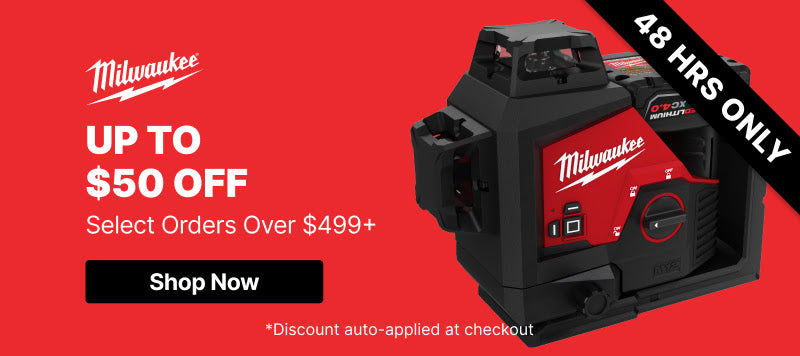 Up to $50 Off Select Milwaukee Orders Over $499