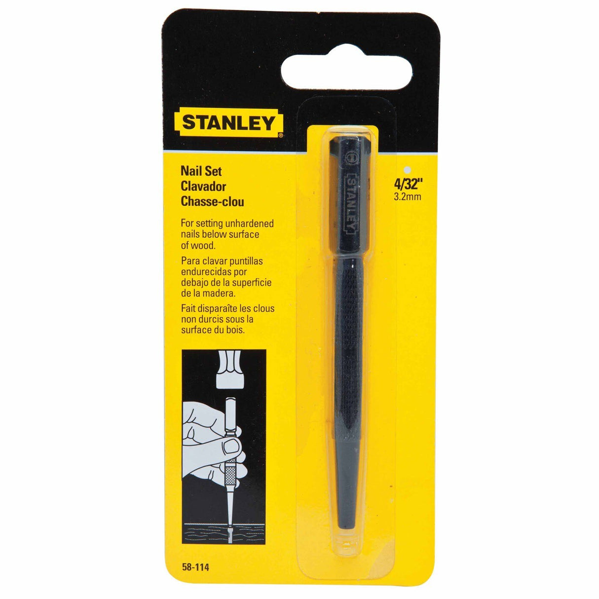 Stanley 58-114 4/32" Tip Square Head Nail Set - 2