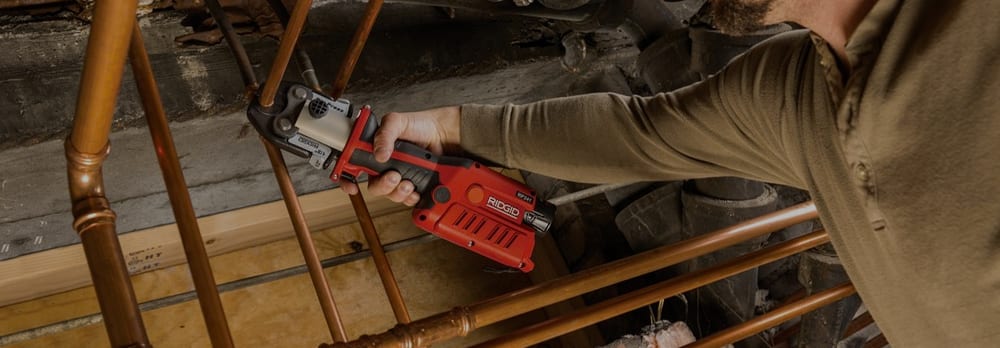 A RIDGID Propress used on a copper pipe