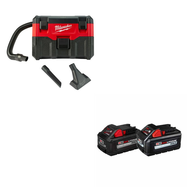 Milwaukee 0880-20 18V Wet/Dry Vacuum, Bare W/ 48-11-1868 M18 18V Battery, 2 Pack