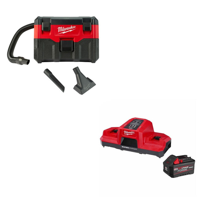 Milwaukee 0880-20 18V Wet/Dry Vacuum, Bare W/ 48-59-1861 M18 18V Starter Kit