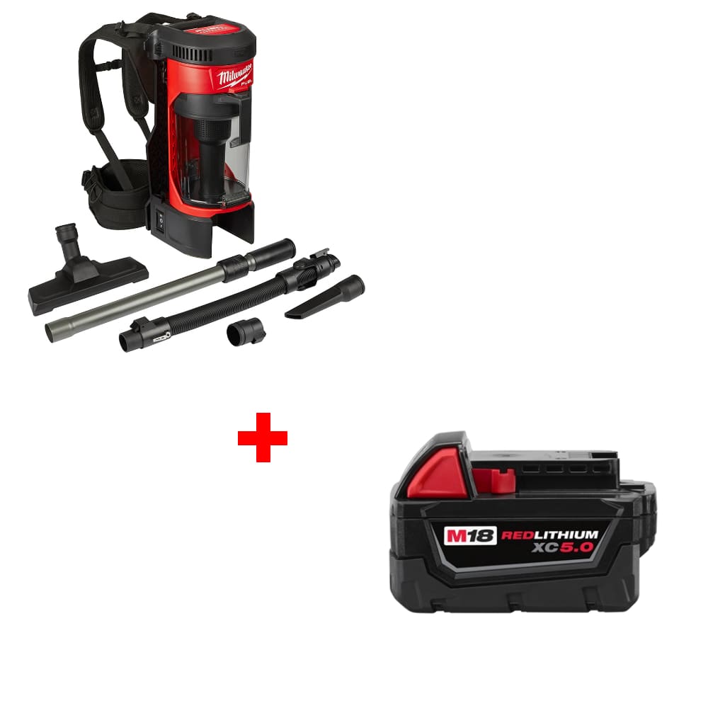 Milwaukee 0885-20 M18 3-in-1 Vacuum w/ FREE 48-11-1850 XC5.0 Battery Pack