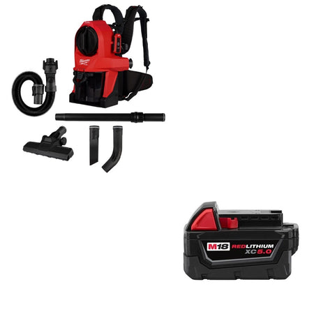 Milwaukee 0895-20 Backpack Vacuum Kit W/ FREE 5.0Ah Battery