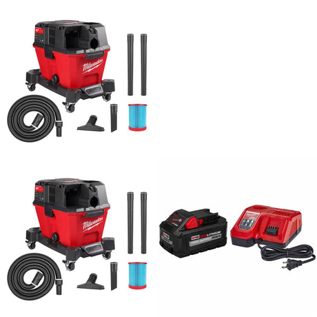 Milwaukee 0910-20 M18 FUEL Vacuum-2Pk W/ FREE 48-59-1880 M18 XC8.0 Starter Kit