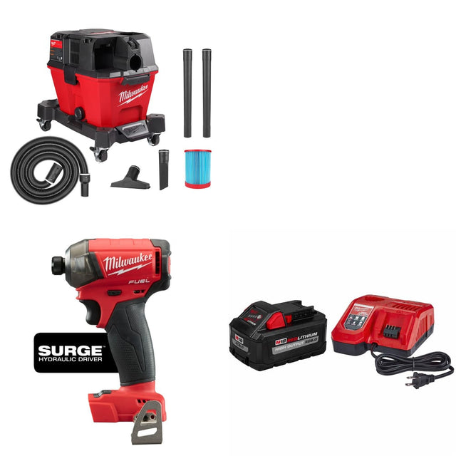Milwaukee 0910-20 M18 FUEL Vacuum W/ 2760-20 M18 Hex Driver & FREE Starter Kit