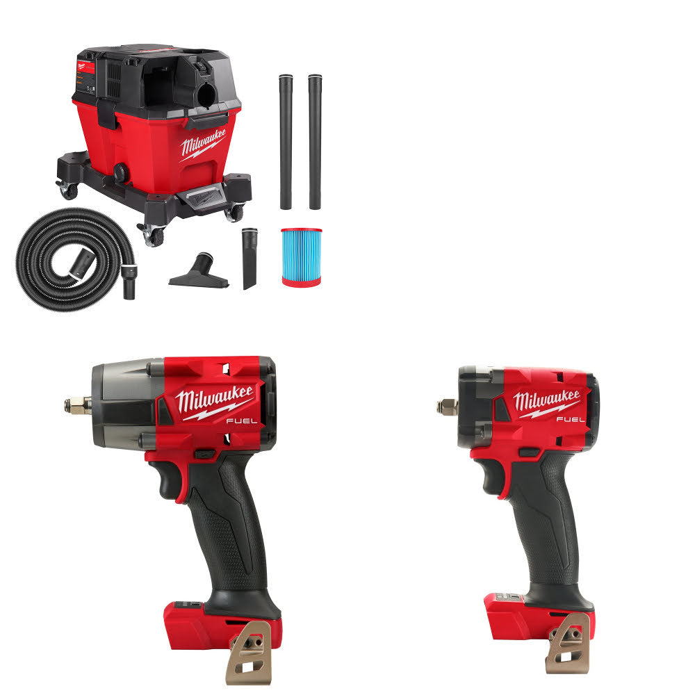 Milwaukee 0910-20 Wet/Dry Vacuum Kit W/ 2960-20 and 2854-20 Impact Wrenches
