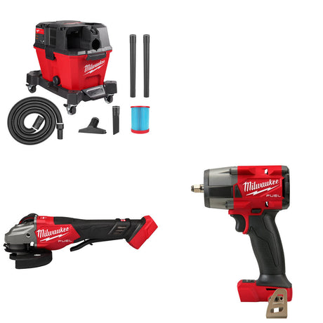 Milwaukee 0910-20 Wet/Dry Vac Kit W/ 3670-20 Grinder and 2960-20 Impact Wrench