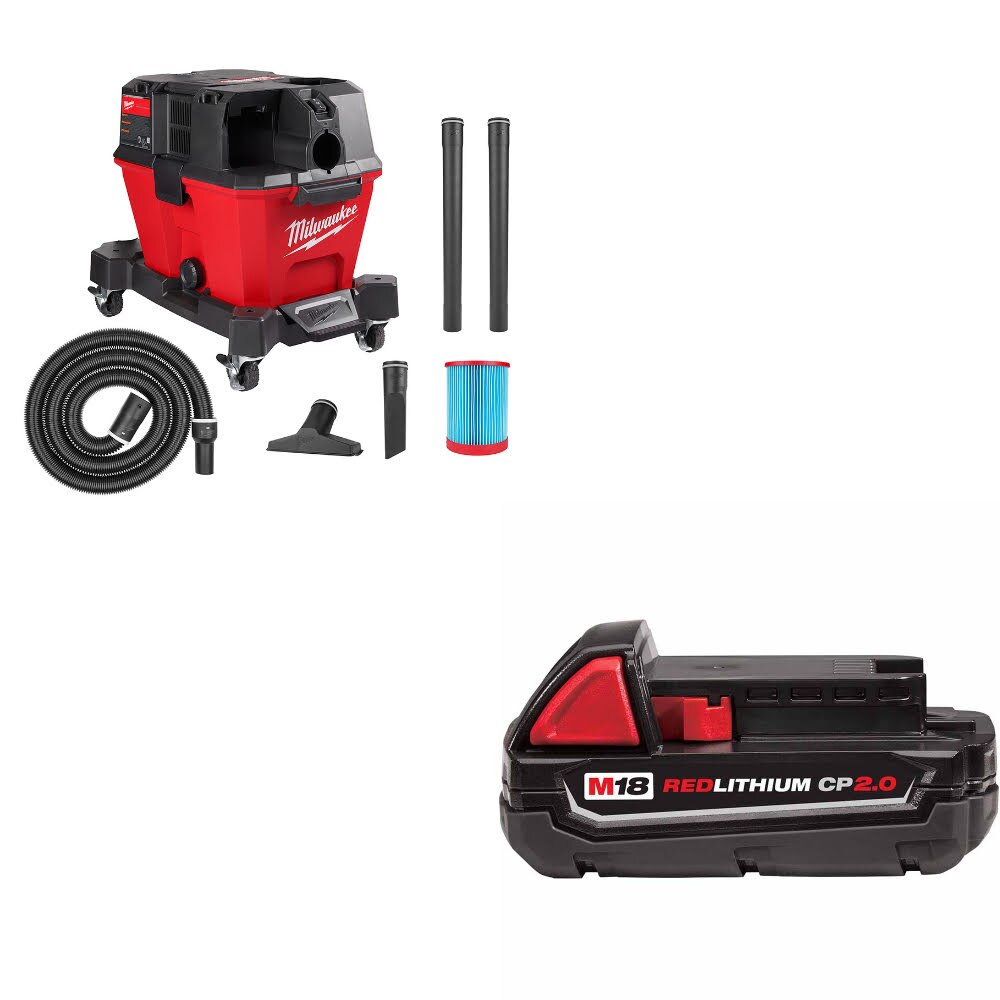 Milwaukee 0910-20 M18 FUEL 6 Gal Vacuum, Bare W/ 48-11-1820 M18 2.0 Battery Pack