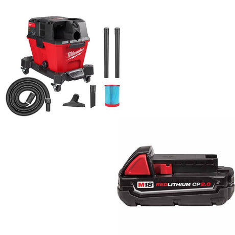 Milwaukee 0910-20 M18 FUEL 6 Gal Vacuum, Bare W/ 48-11-1820 M18 2.0 Battery Pack