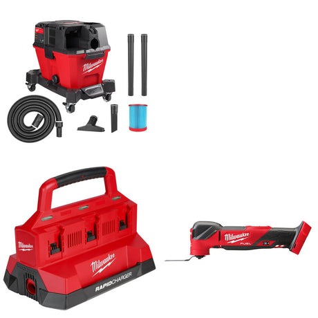 Milwaukee 0910-20 Wet/Dry Vacuum Kit W/ 48-59-1809 Charger and 2836-20 Multi-Tool