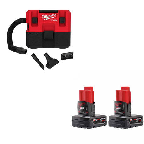 Milwaukee 0960-20 Vacuum Kit W/ FREE 48-11-2412 Battery, 2 Pack