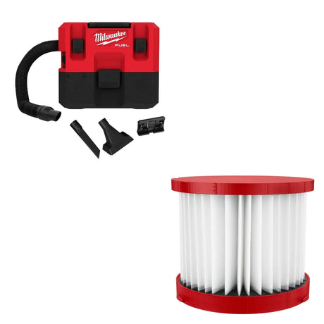 Milwaukee 0960-20 M12 FUEL 1.6 Gallon Vacuum w/ FREE 49-90-1900 HEPA Filter