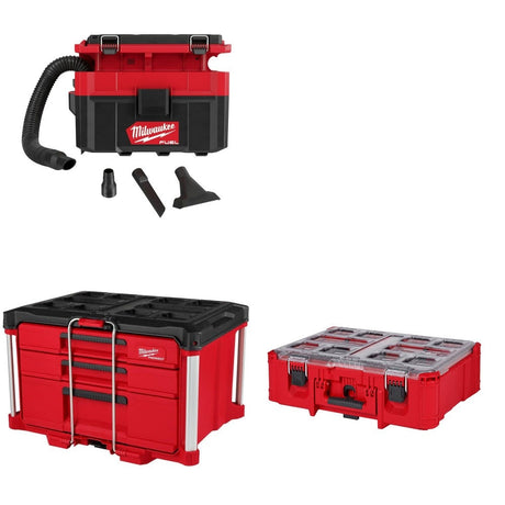 Milwaukee 0970-20 Wet/Dry Vac Kit W/ 3-Drawer Tool Box and FREE Deep Organizer