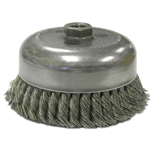 Weiler 12576 6" Double Row Wire Cup Brush, .035, 5/8"-11 A.H.