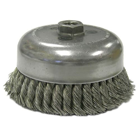 Weiler 12636 6" Double Row Wire Cup Brush, .023 SS, 5/8"-11 A.H.