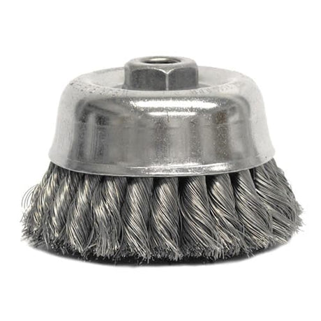 Weiler 12726 4" Double Row Wire Cup Brush, .020 SS, 5/8"-11 A.H.