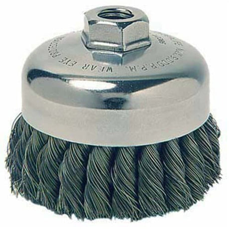 Weiler 12746 3-1/2" Single Row Wire Cup Brush, .020, 5/8"-11 A.H.