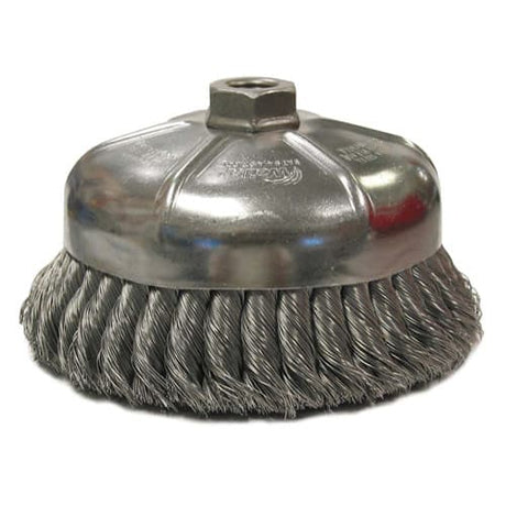 Weiler 12886 6" Single Row Wire Cup Brush, .023 SS, 5/8"-11 A.H.