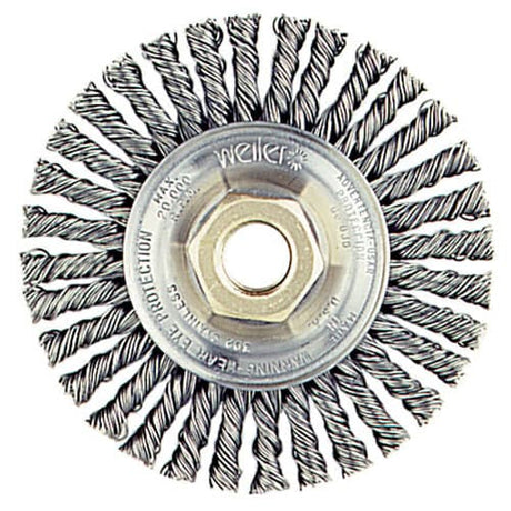 Weiler 13138  4" Stringer Bead Wire Wheel .020 Stainless Steel, 5/8"-11 A.H. (SS)