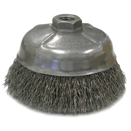 Weiler 14206 5" Crimped Wire Cup Brush, .014, 5/8"-11 A.H.