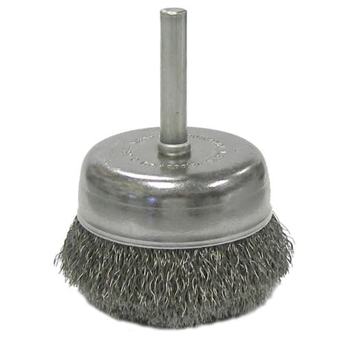 Weiler 14318 2" Crimped Wire Cup Brush, .008 SS, 1/4" Stem, Packs of 10