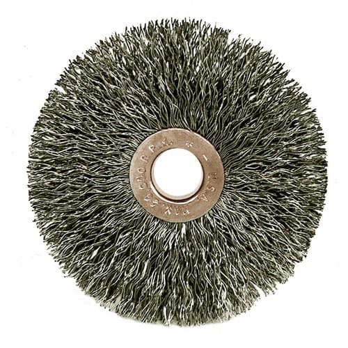 Weiler 16943 3" Copper Center Crimped Wire Wheel, .008 SS, 1/2" A.H., Packs of 10